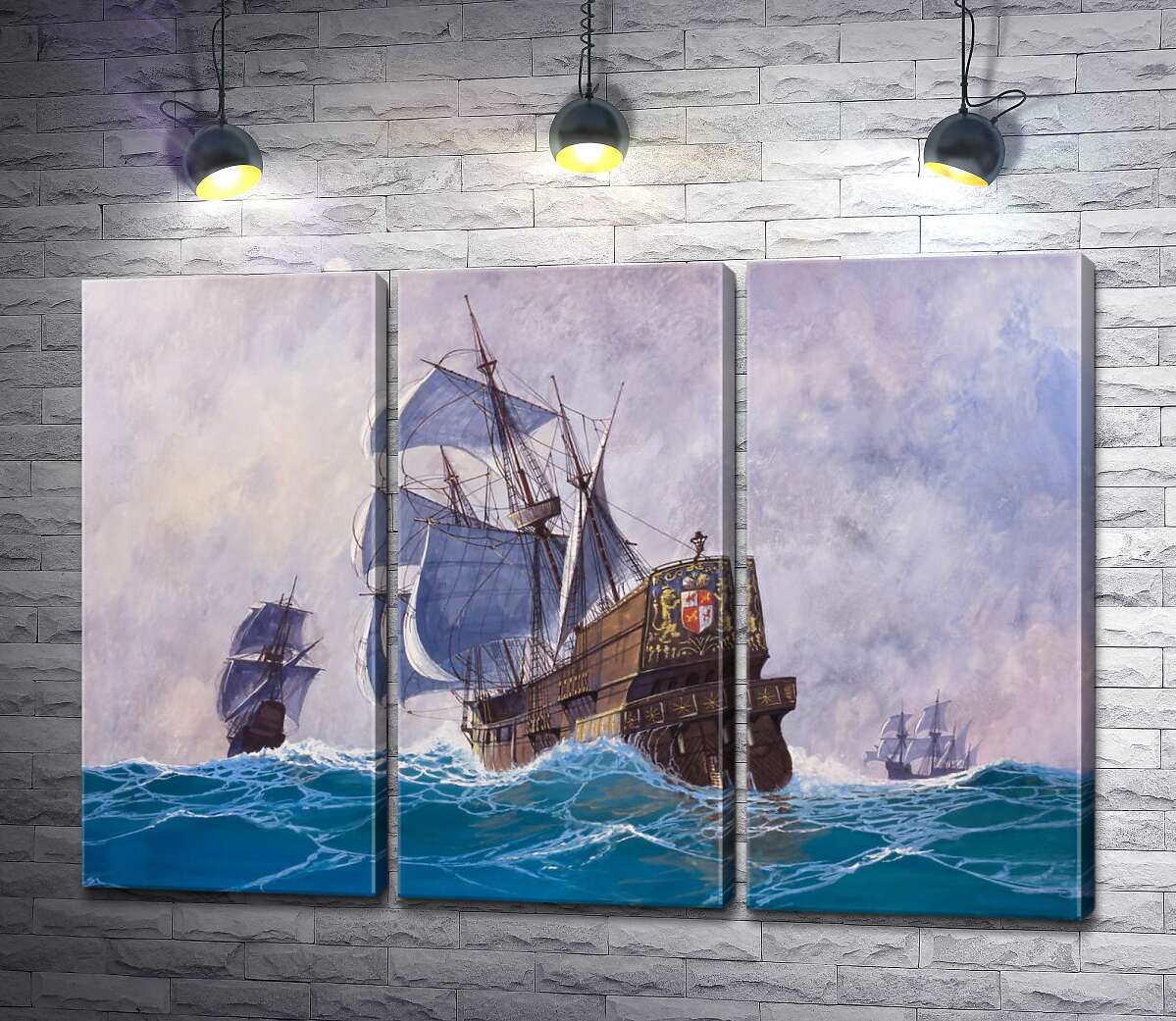 модульна картина Морська флотилія пливе по воді