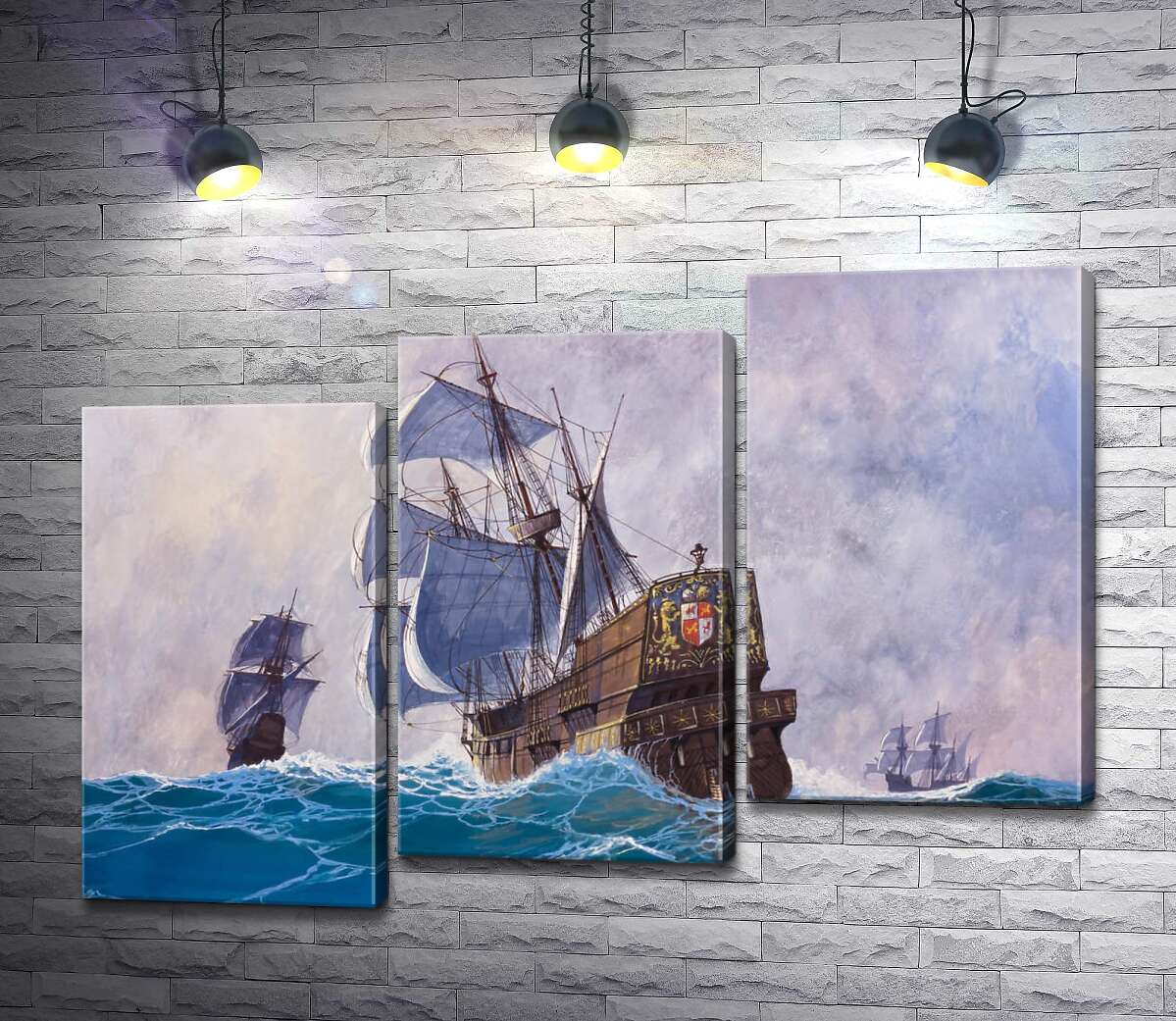 модульная картина Морская флотилия плывет по воде (Модуль №14)