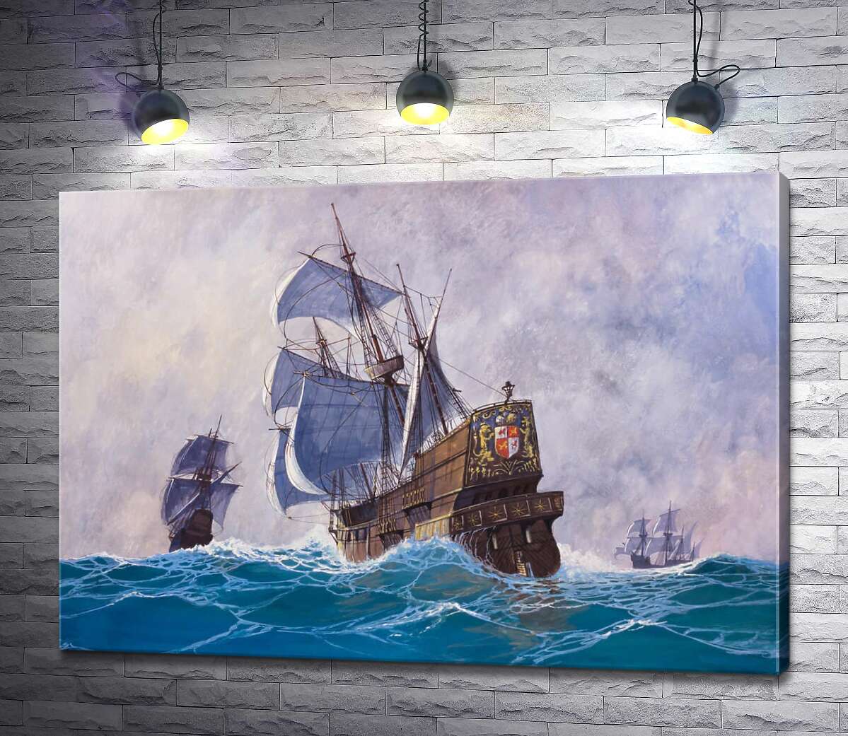 картина Морская флотилия плывет по воде