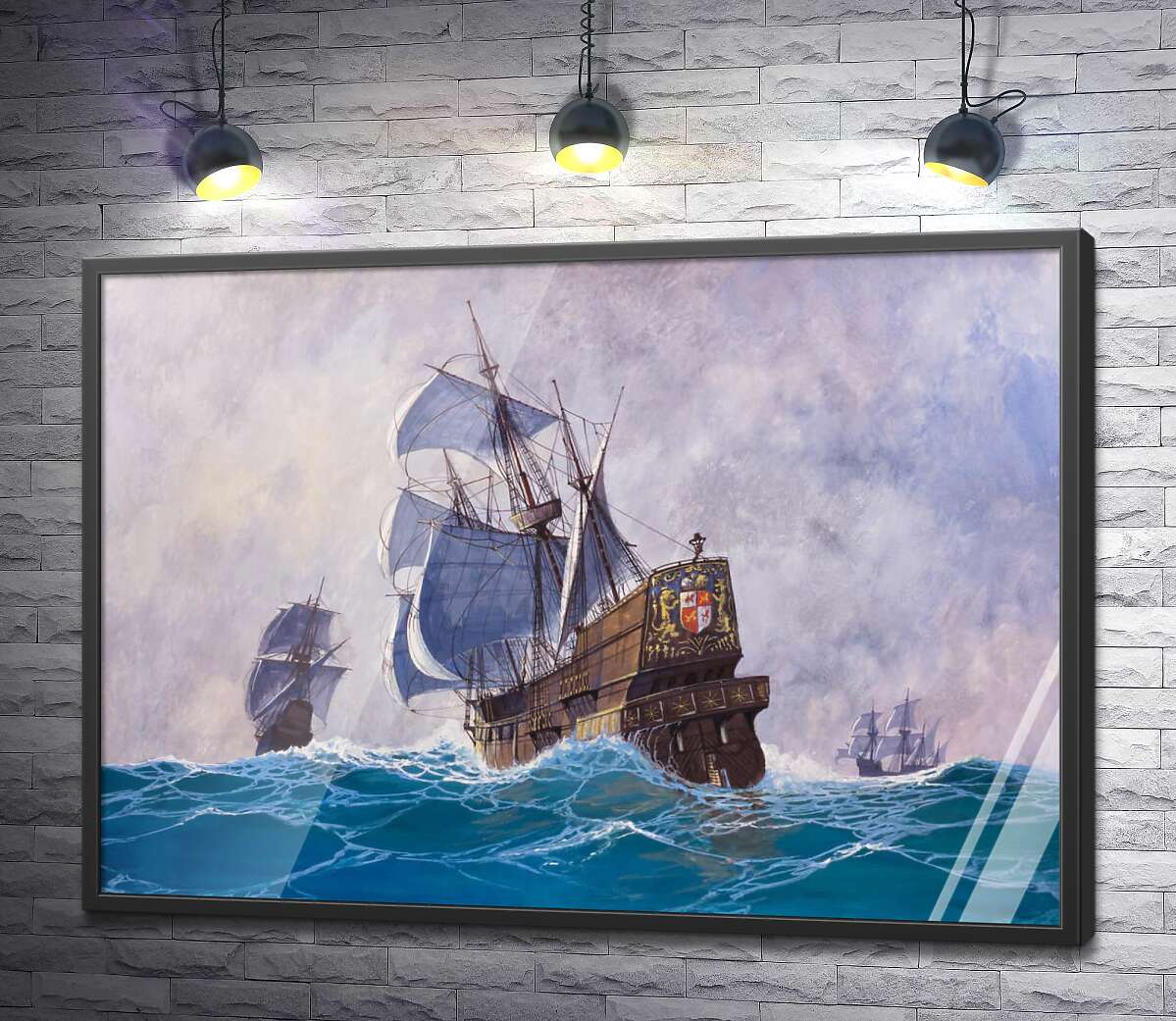 постер Морская флотилия плывет по воде