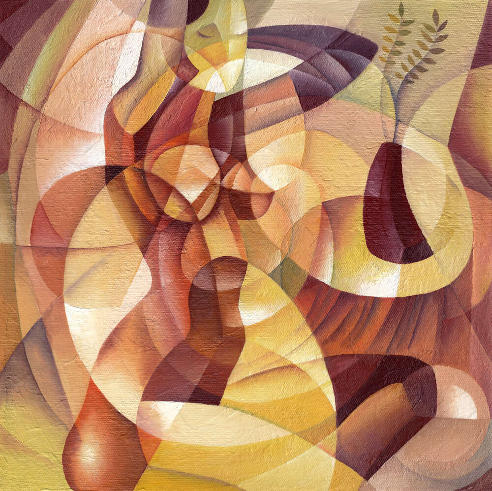 картина-постер Абстрактний силует жіночого тіла та вази