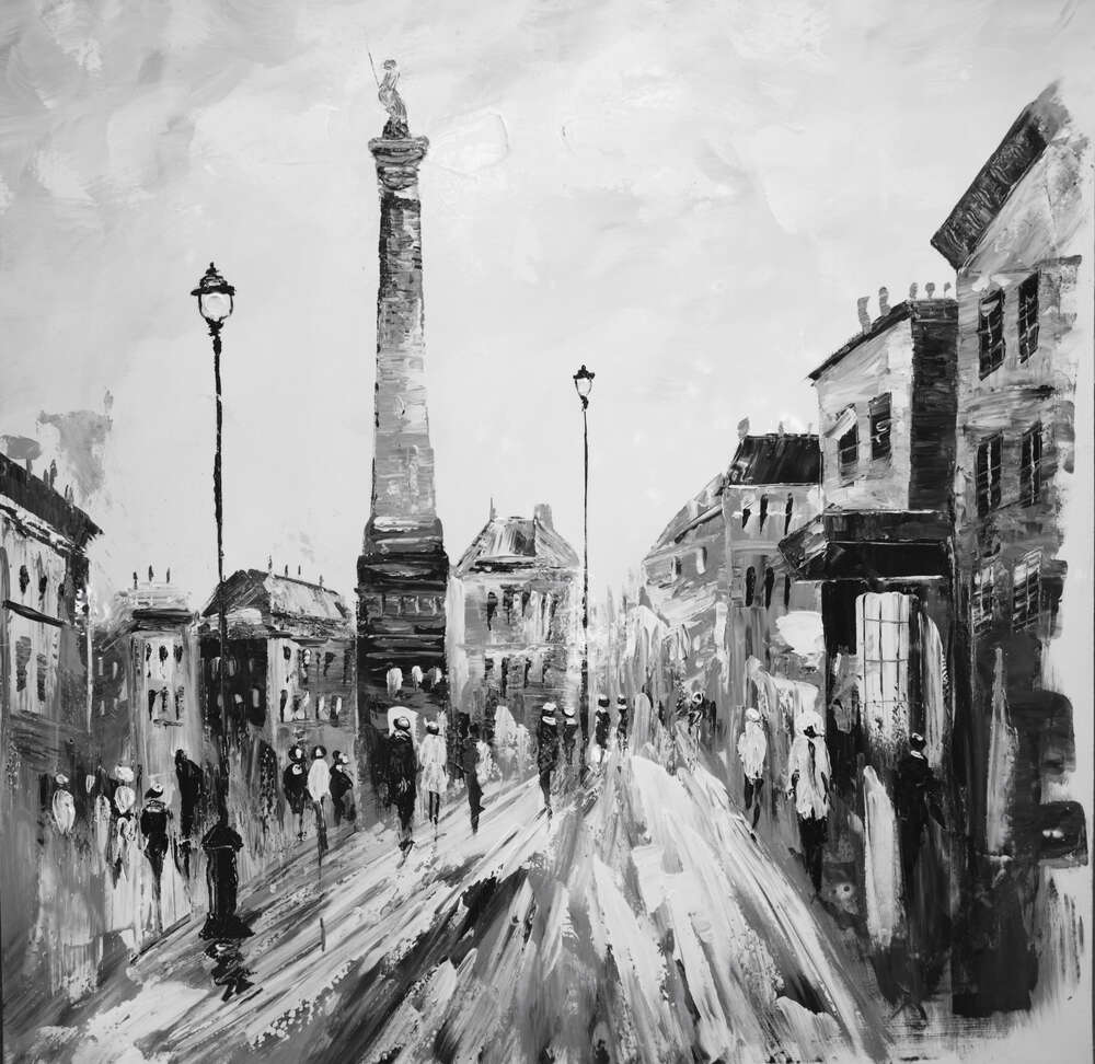 картина-постер Трафальгарская площадь (Trafalgar Square) в градиенте черно-белых тонов