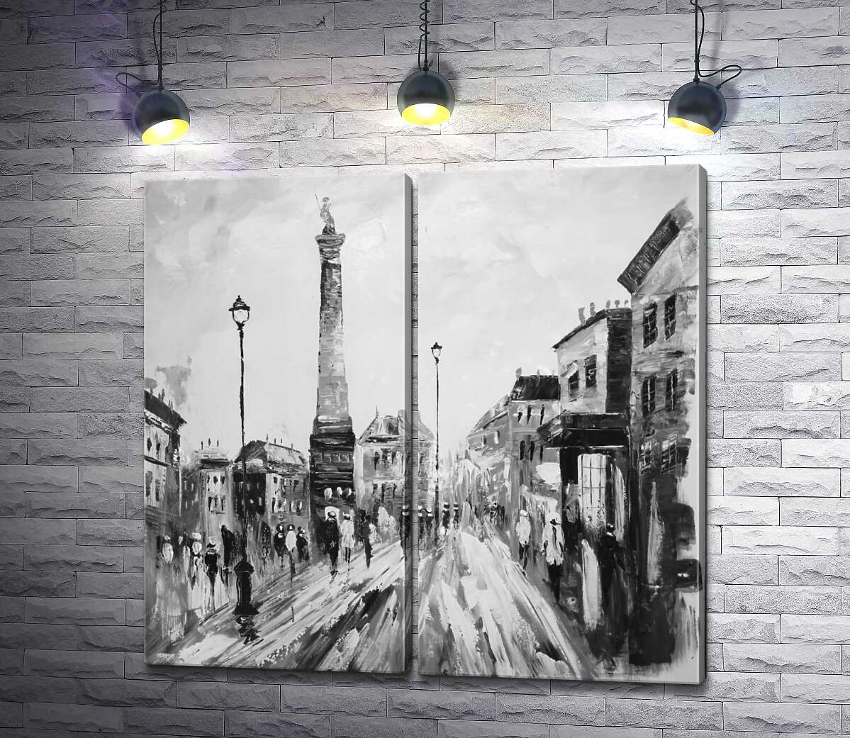модульна картина Трафальгарська площа (Trafalgar Square) в градієнті чорно-білих тонів