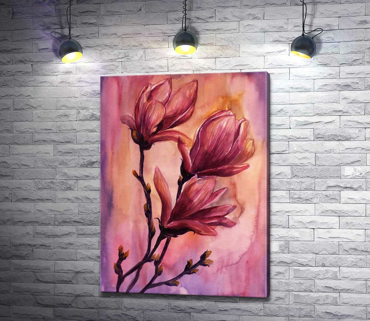 картина Яркое цветение розовых магнолий