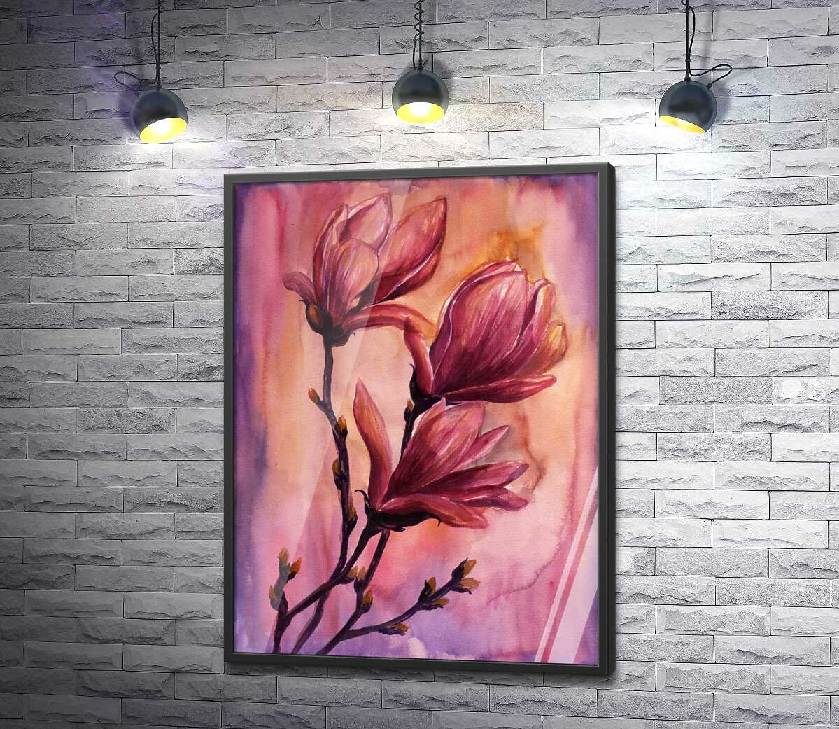 постер Яскраве цвітіння рожевих магнолій