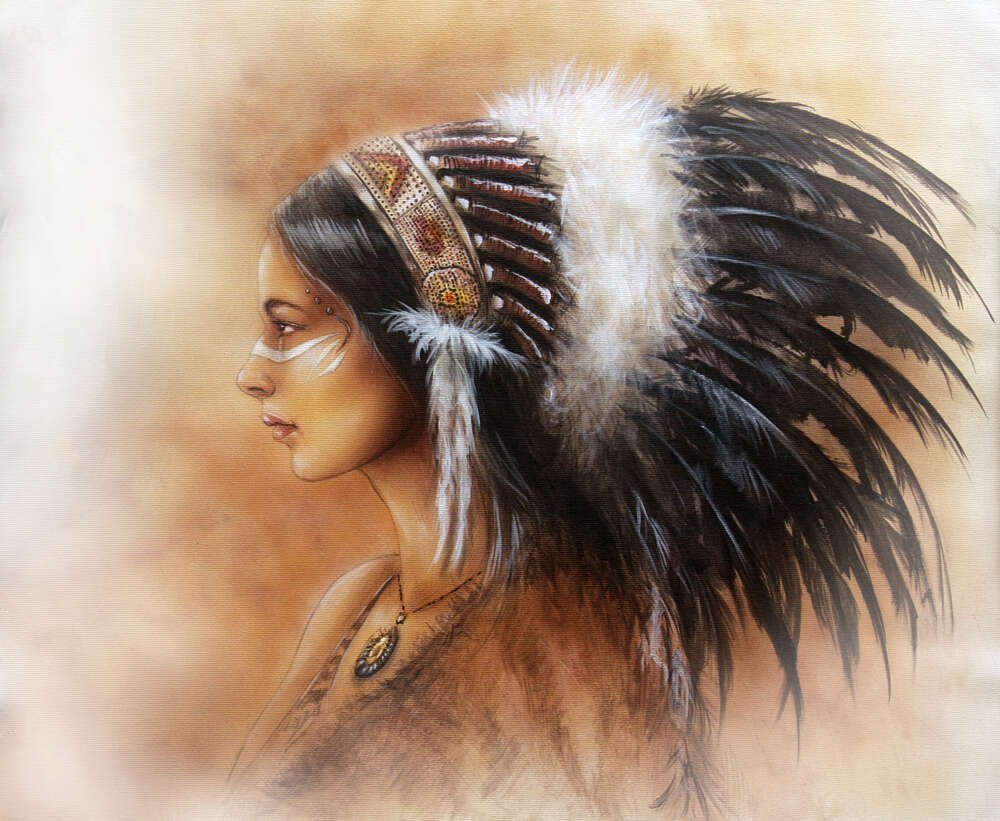 картина-постер Прекрасний профіль сміливої індіанки