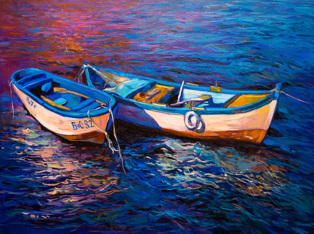 картина-постер Две лодки покачиваются на волнах
