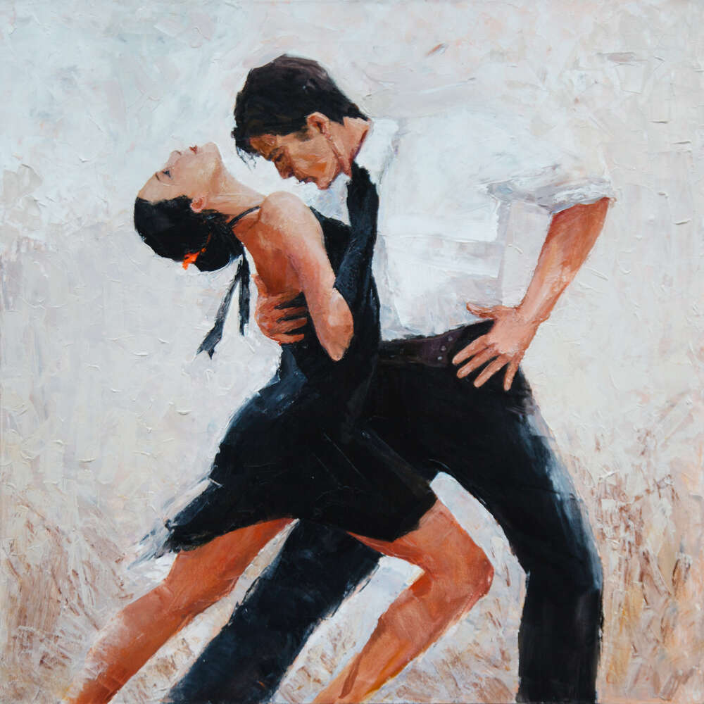 картина-постер Пара танцюристів пристрасно танцює гаряче танго
