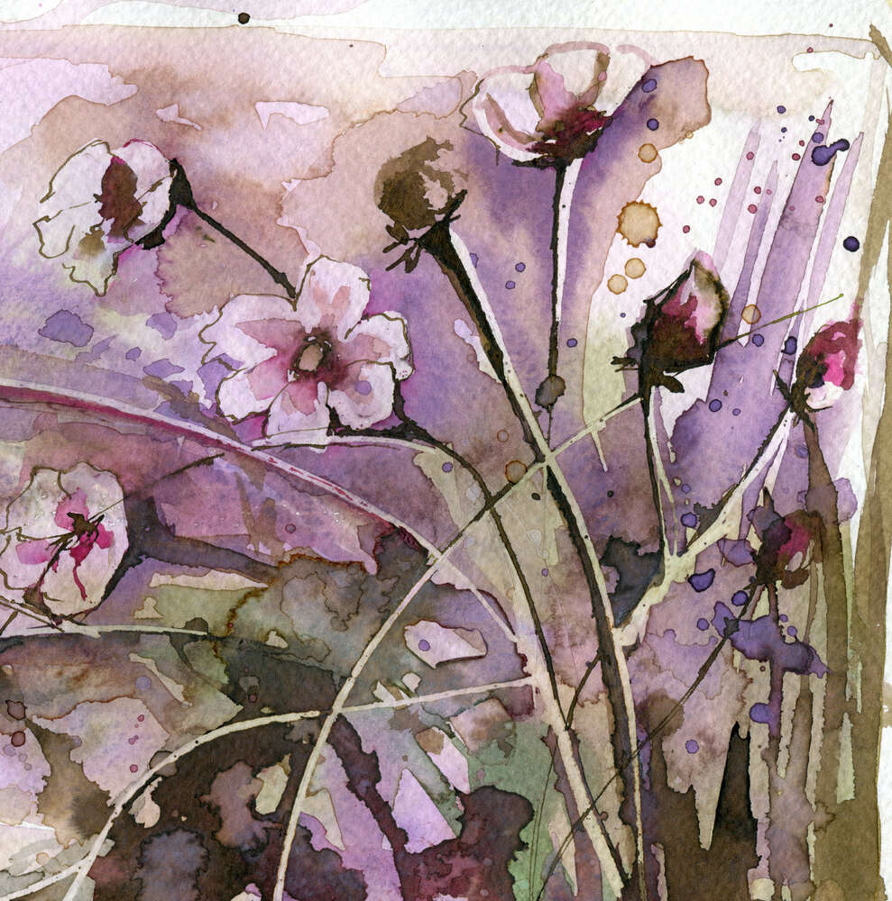 картина-постер Нежные фиолетовые цветы качаются на стройных стеблях