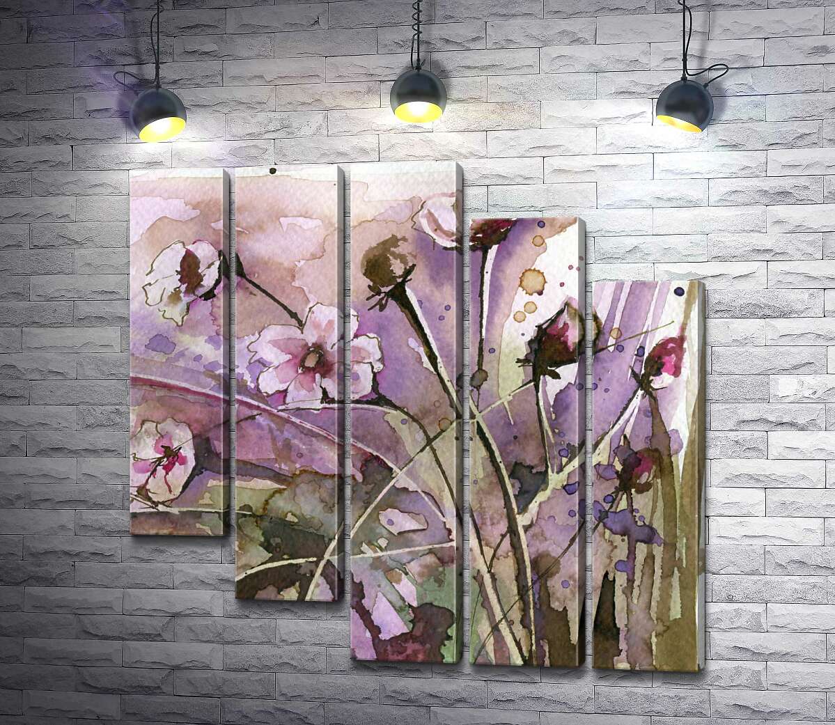 модульна картина Ніжні фіолетові квіти хитаються на струнких стеблах (Модуль №28)