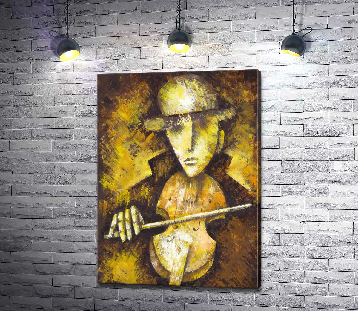 картина Скрипаль у капелюсі грає мелодію
