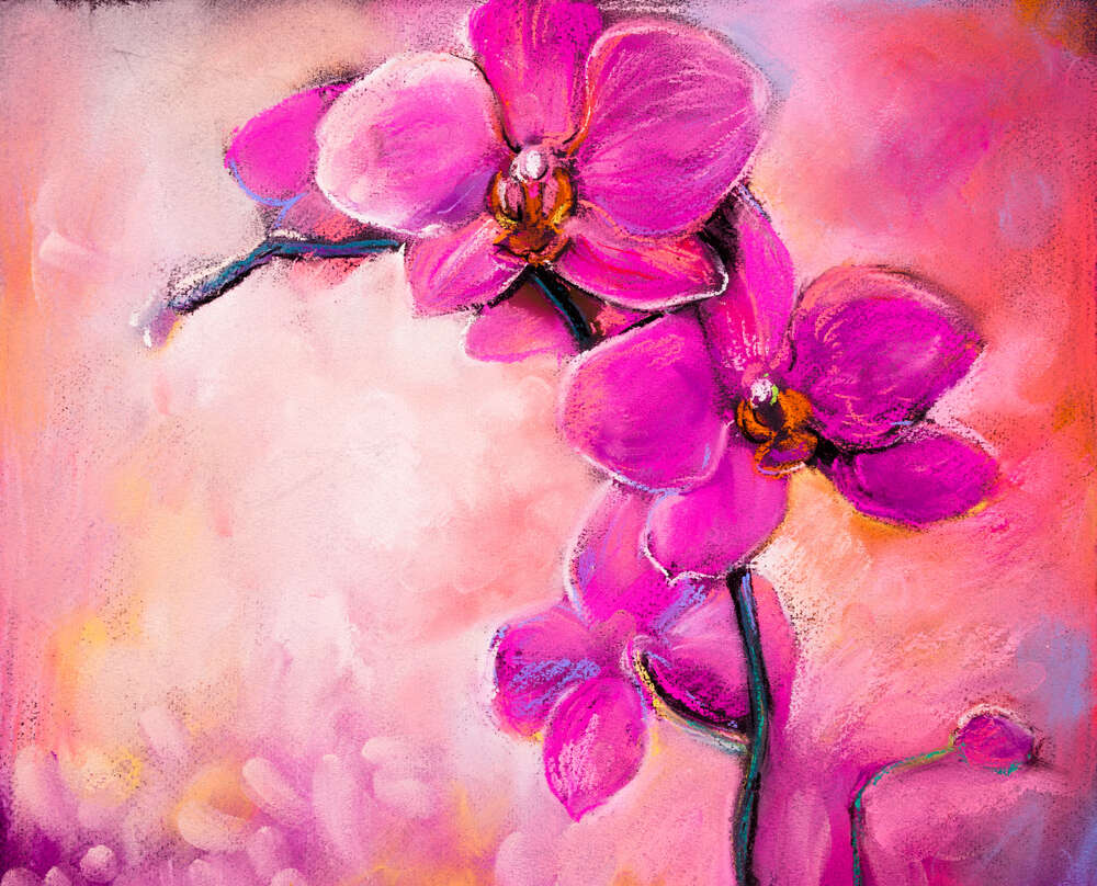 картина-постер Пышное цветение розовых орхидей