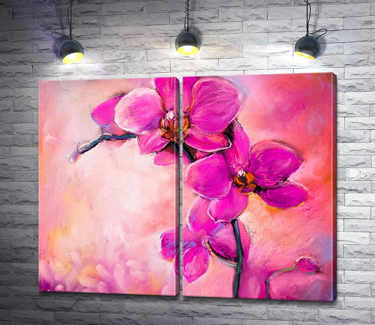 модульная картина Пышное цветение розовых орхидей