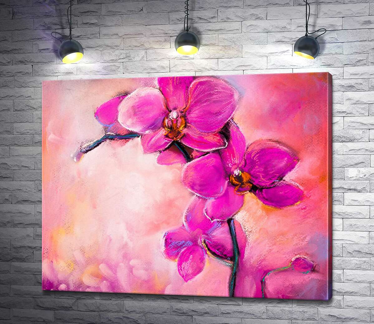 картина Пышное цветение розовых орхидей