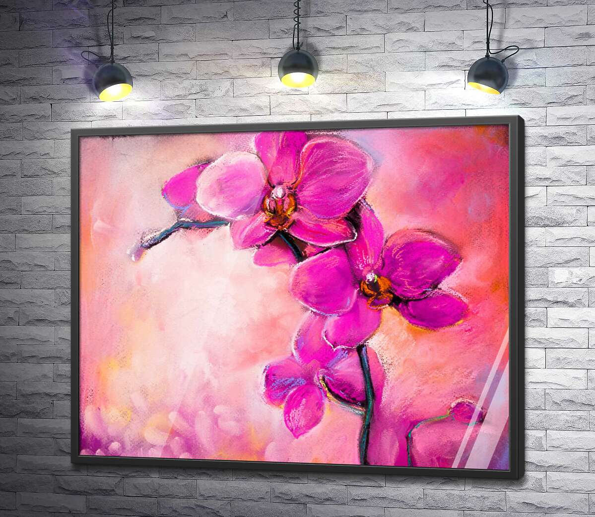 постер Пышное цветение розовых орхидей