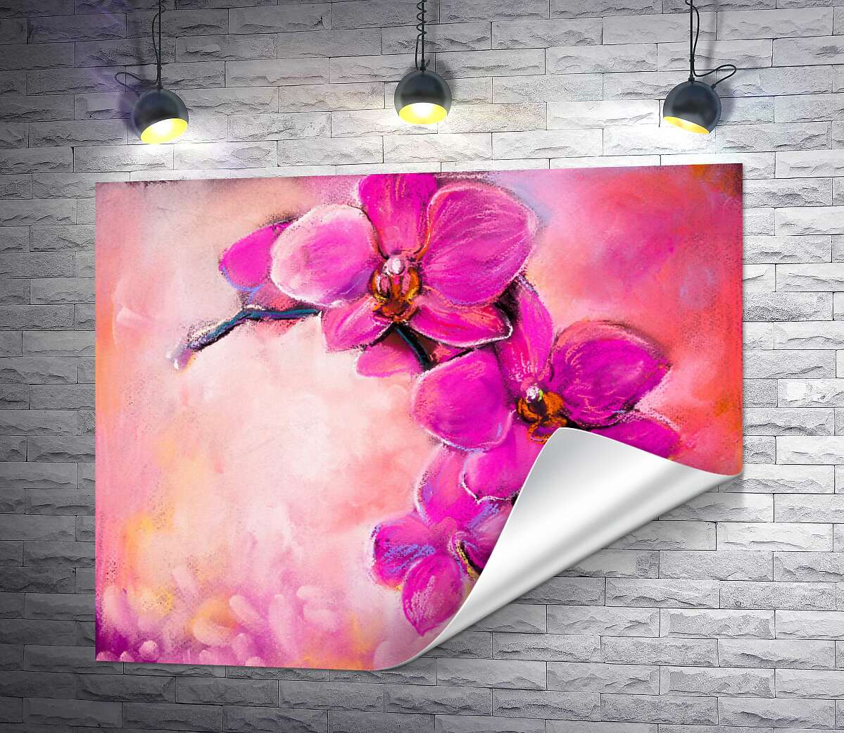 печать Пышное цветение розовых орхидей