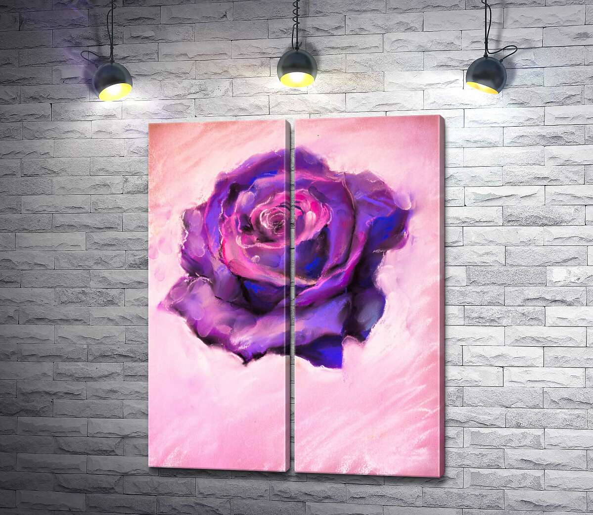 модульная картина Фиолетовая пышность цветка розы