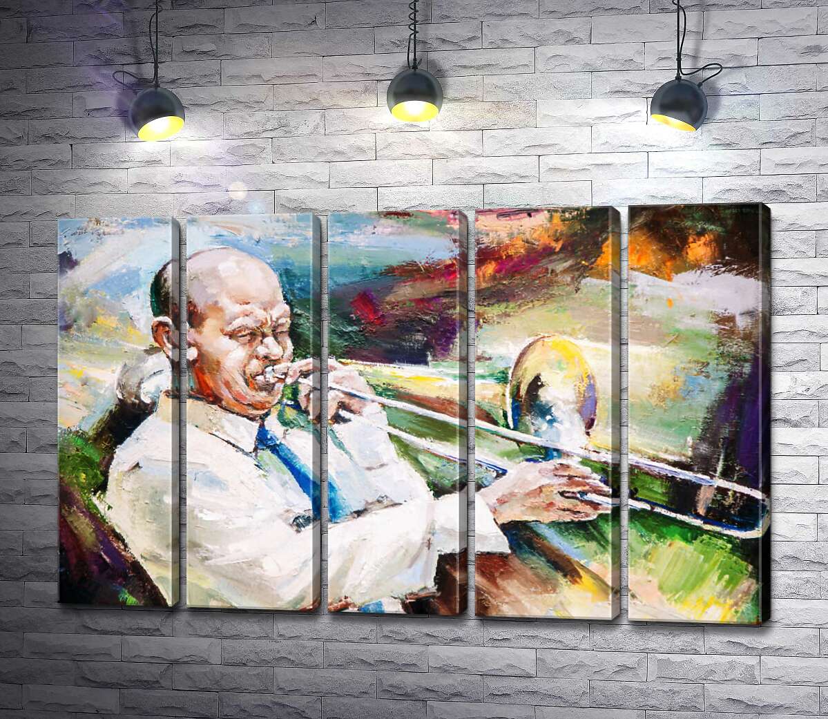 модульна картина Музикант захоплений грою на трубі (Модуль №26)