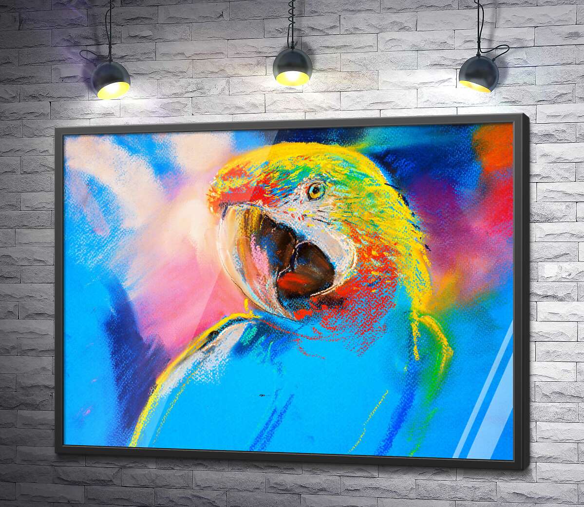 постер Голубая яркость оперения попугая ара