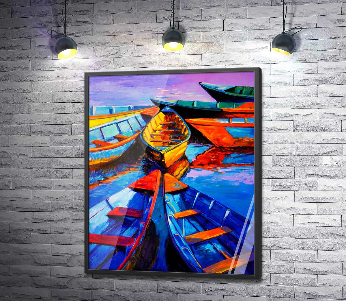 постер Яскраві кольори в різноманітті човнів