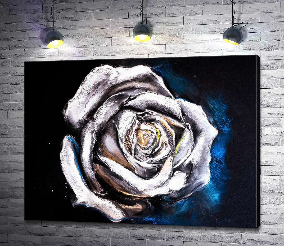 картина Серые оттенки белых лепестков розы