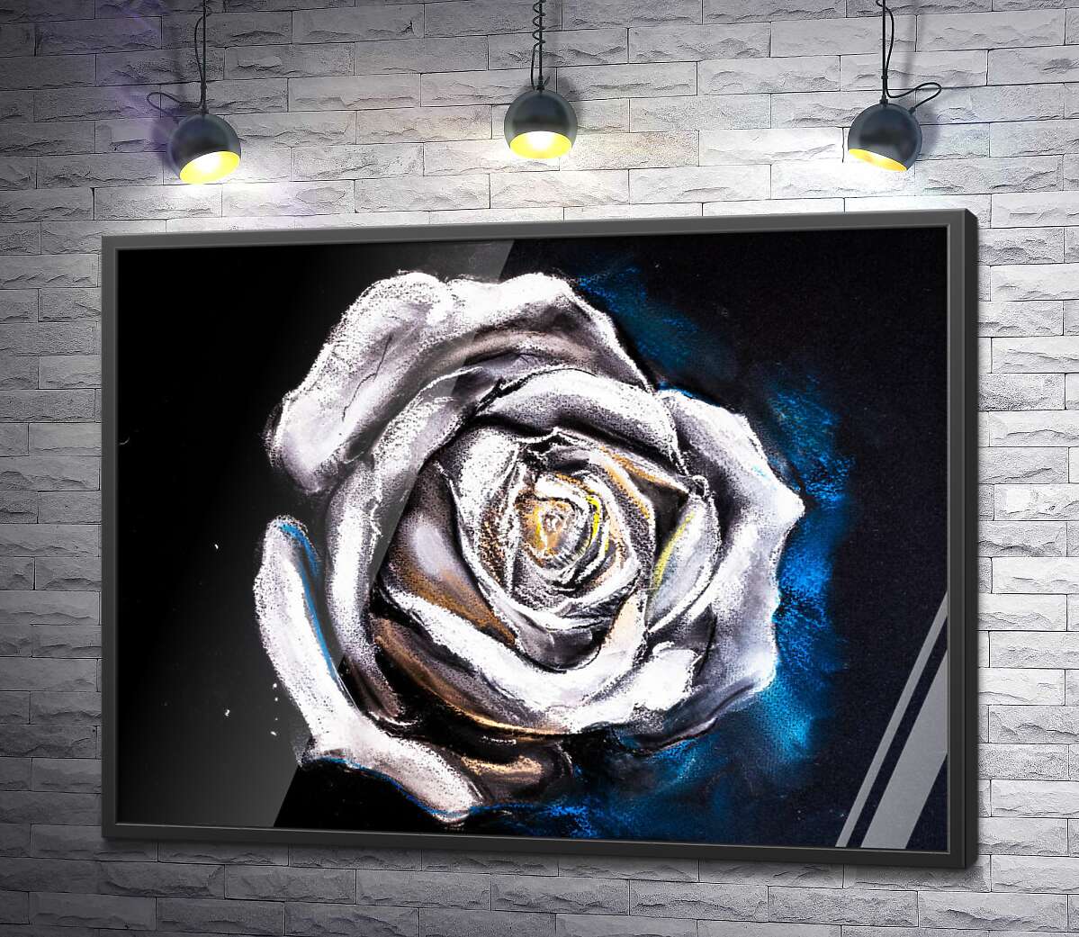 постер Сірі відтінки білих пелюсток троянди