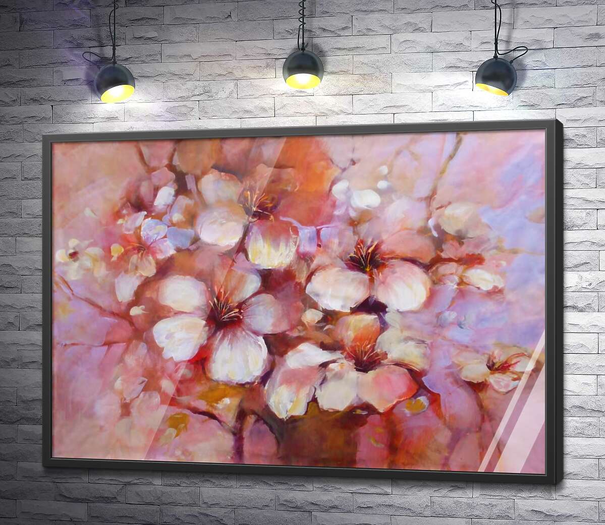 постер Нежное цветение яблони в розовых тонах