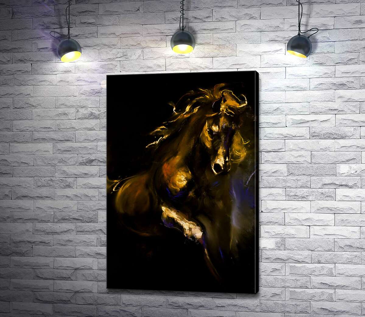 картина Бронзовый силуэт гнедого коня