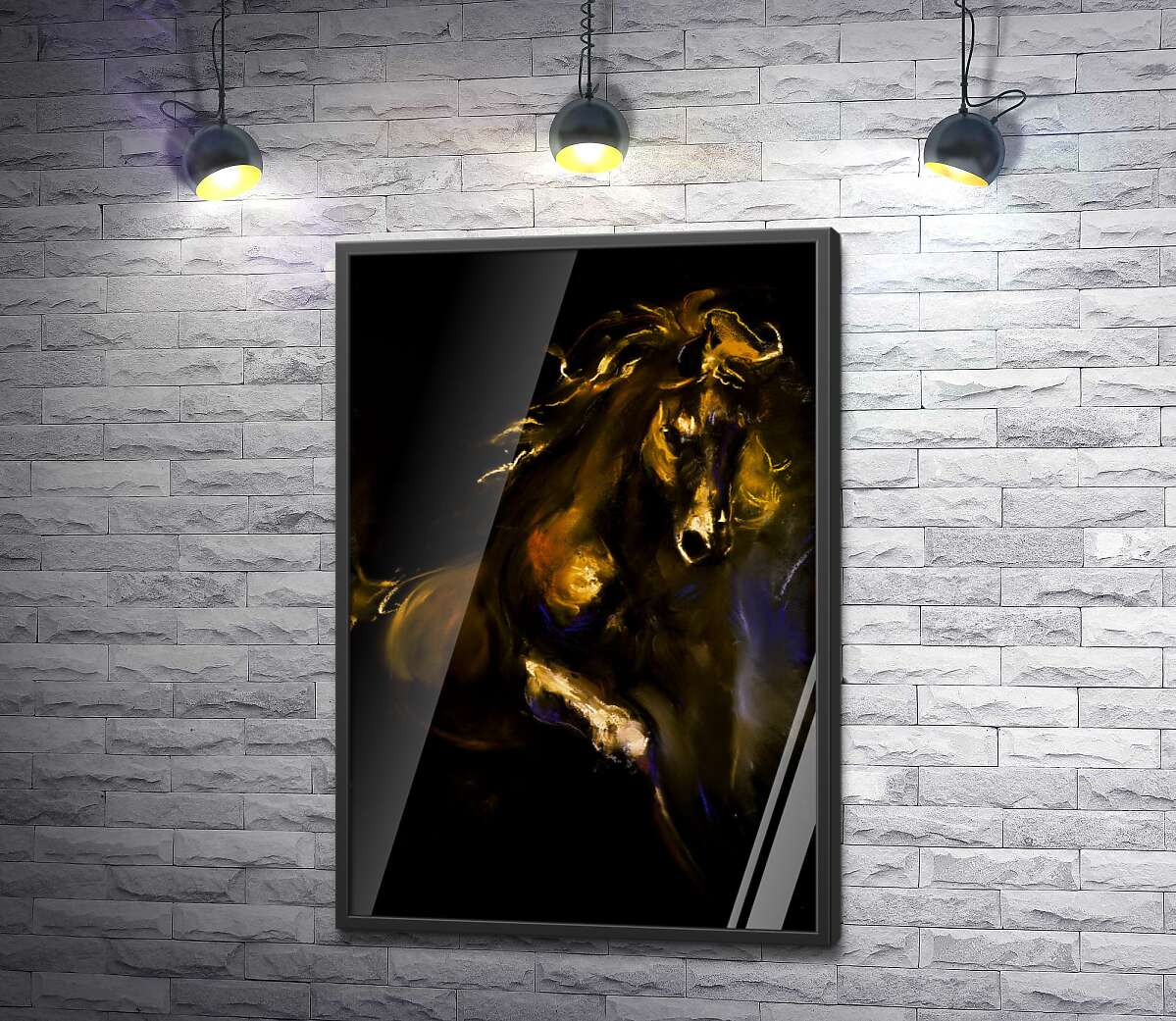 постер Бронзовый силуэт гнедого коня