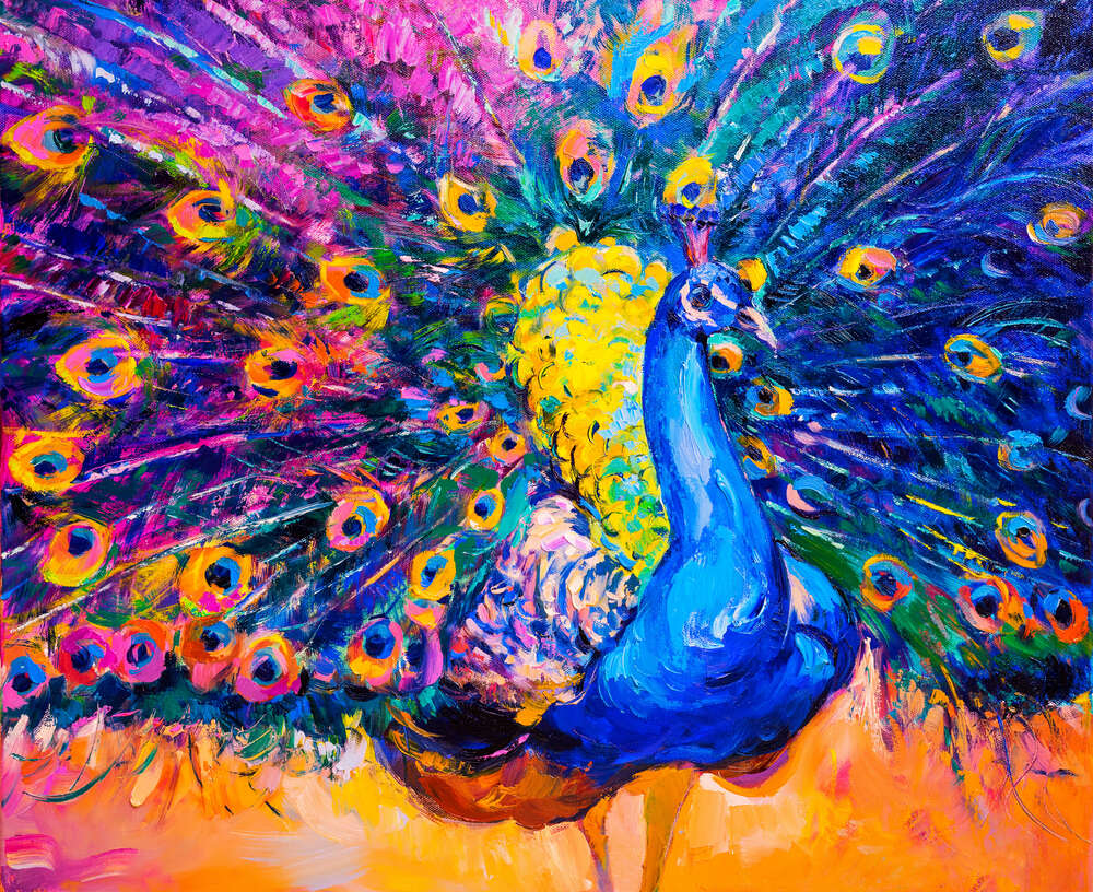 картина-постер Розово-голубые оттенки хвоста павлина