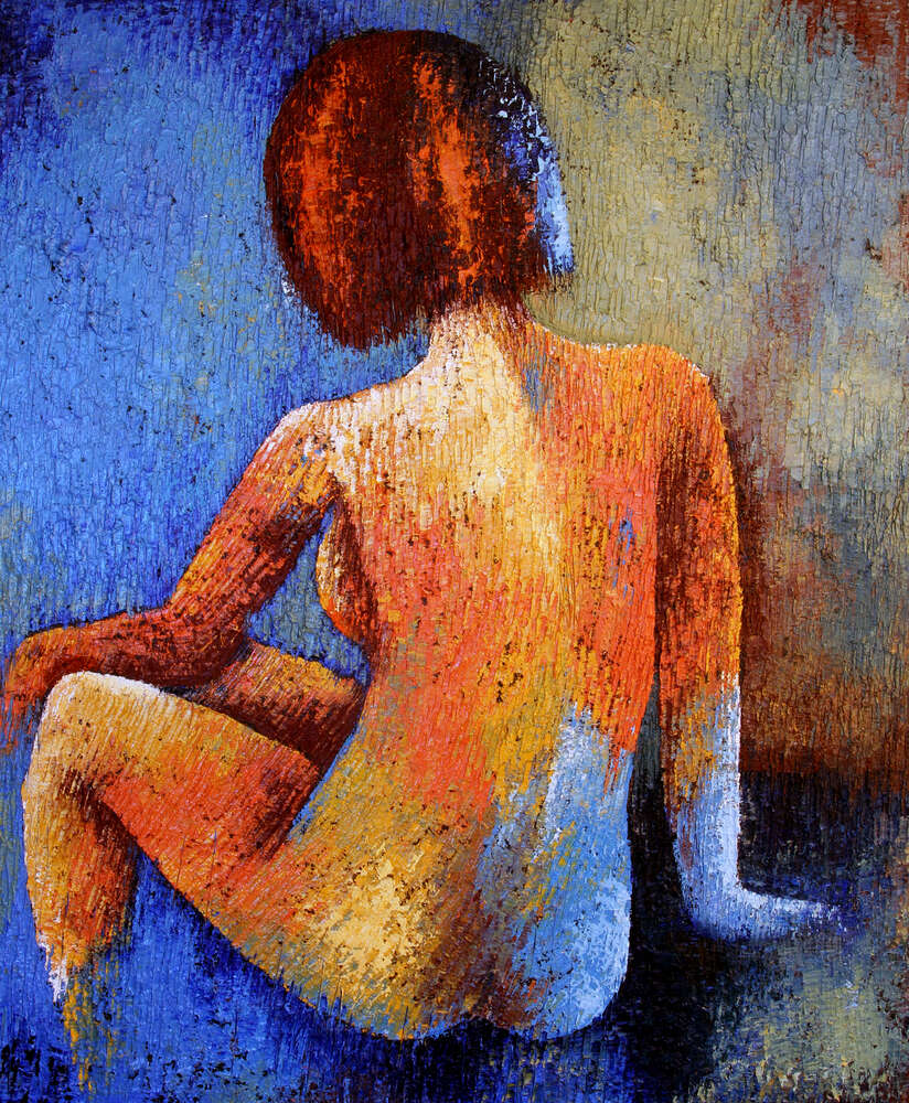 картина-постер Обнаженный силуэт девушки с каре