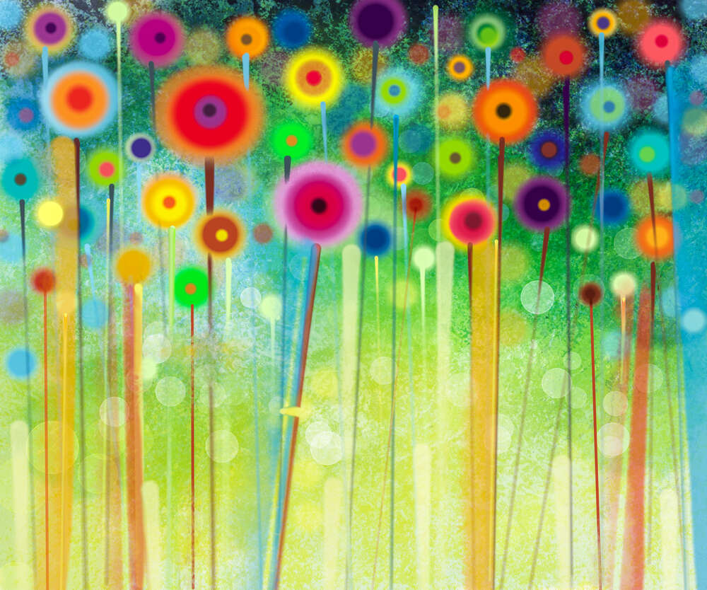 картина-постер Радужные круги цветочных головок