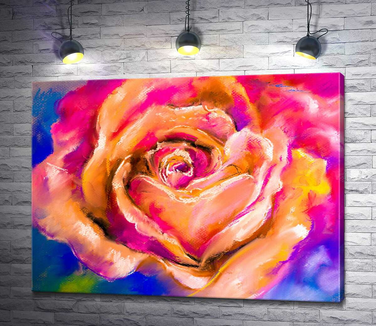 картина Кремово-розовое сочетание цветов на лепестках розы