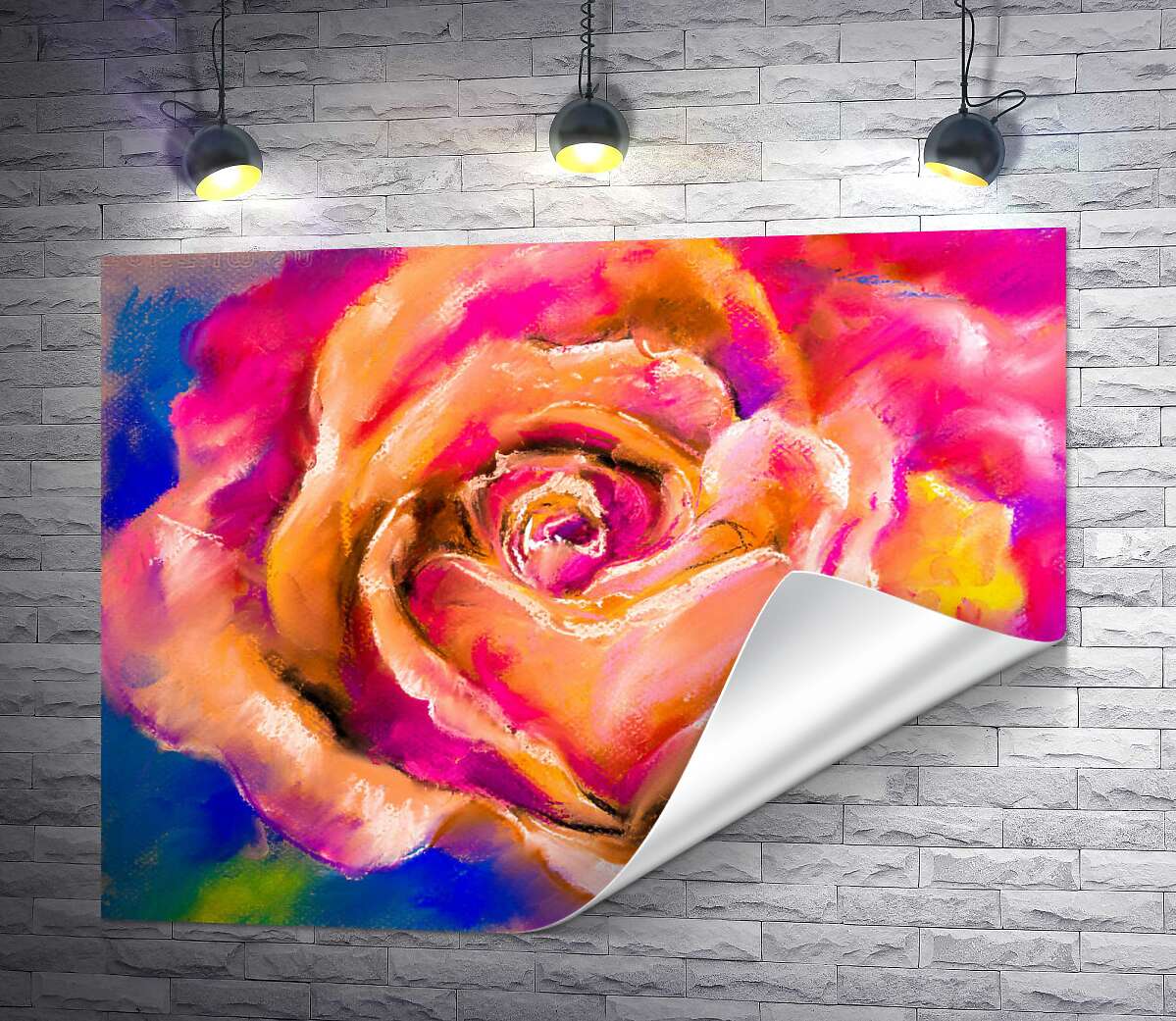 печать Кремово-розовое сочетание цветов на лепестках розы
