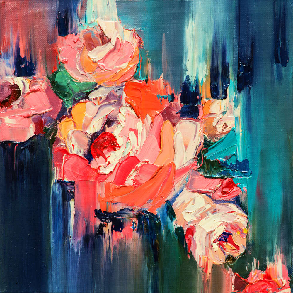 картина-постер Пышные цветы роз в нежном букете