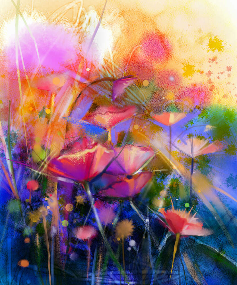 картина-постер Яркие оттенки полевых цветов