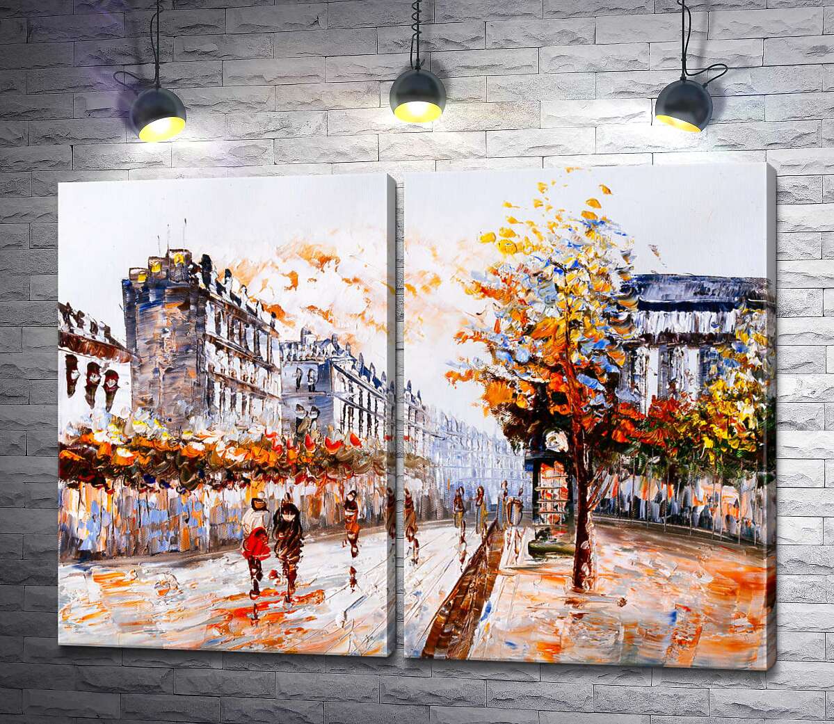 модульна картина Туманна вулиця прикрашена золотом осінніх крон дерев