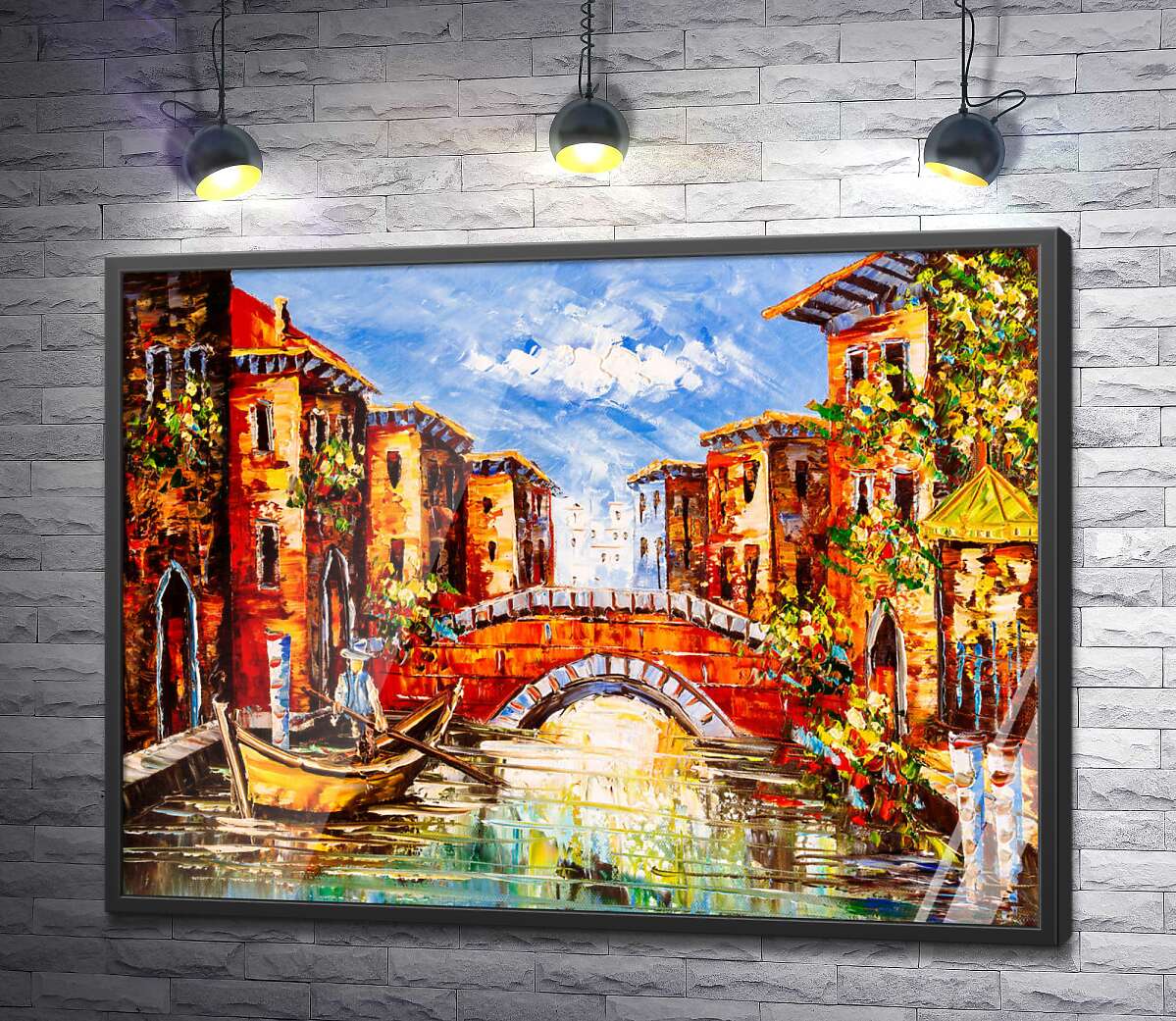 постер Маленький міст через канал об'єднує венеційську вулицю