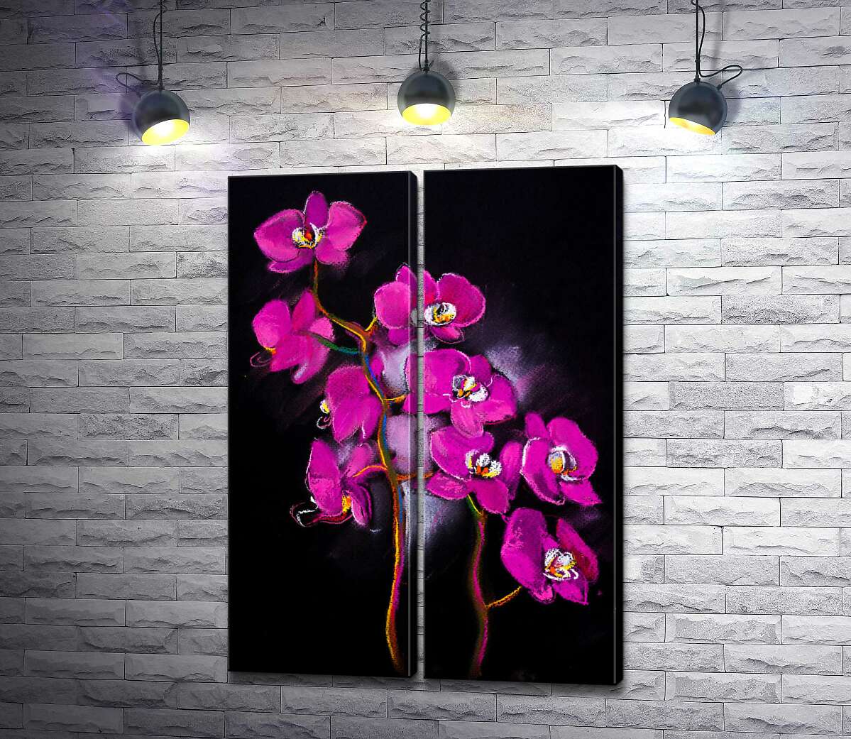 модульная картина Изысканные ветви розовых орхидей