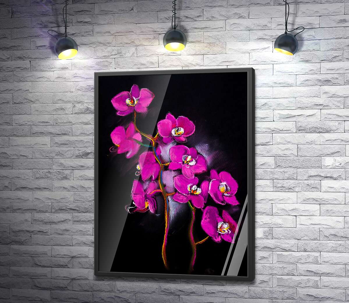 постер Вишукані гілки рожевих орхідей