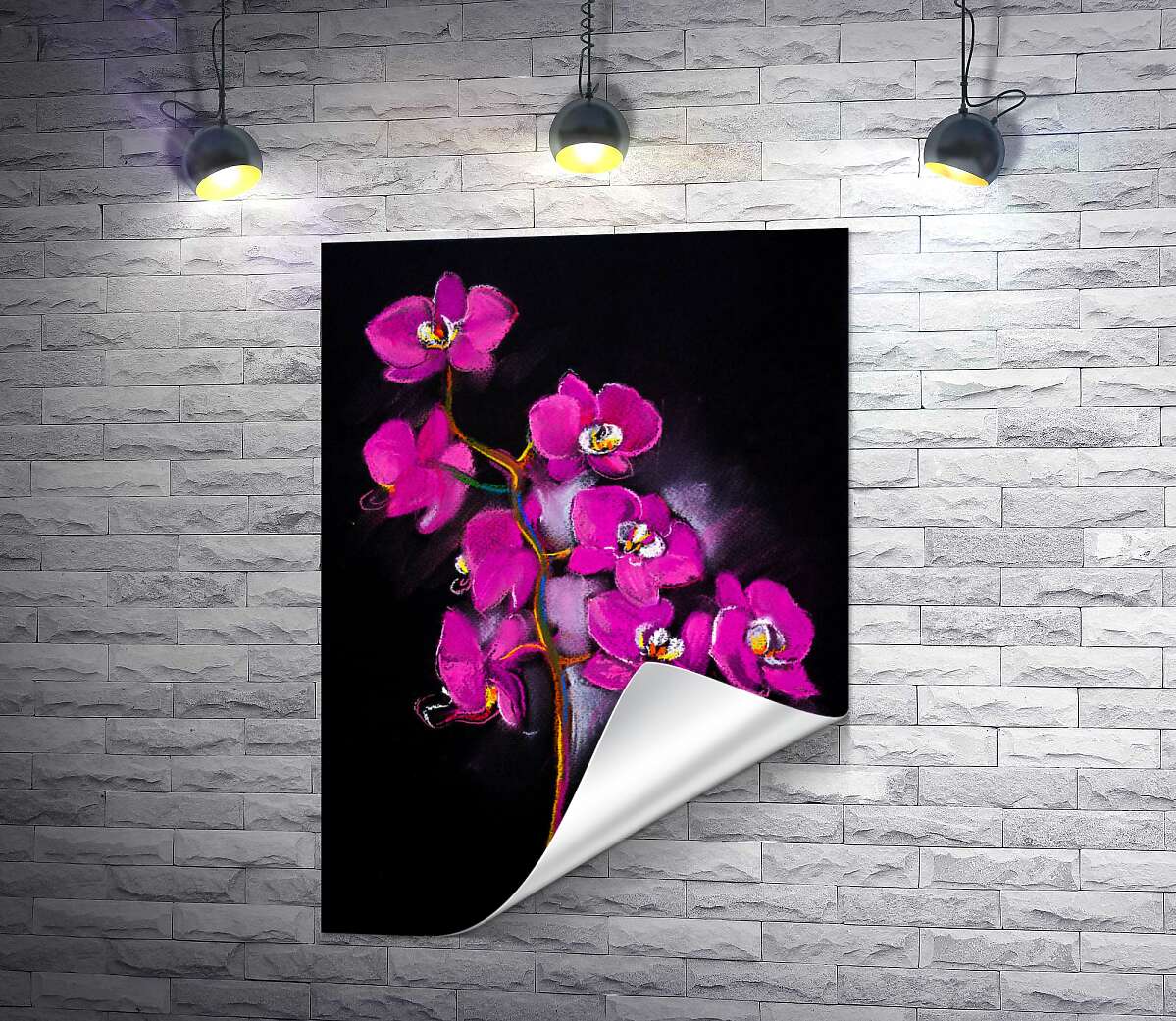 друк Вишукані гілки рожевих орхідей