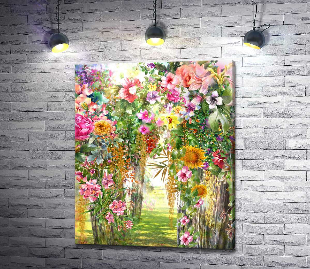 картина Різноманіття квітів у літньому саду