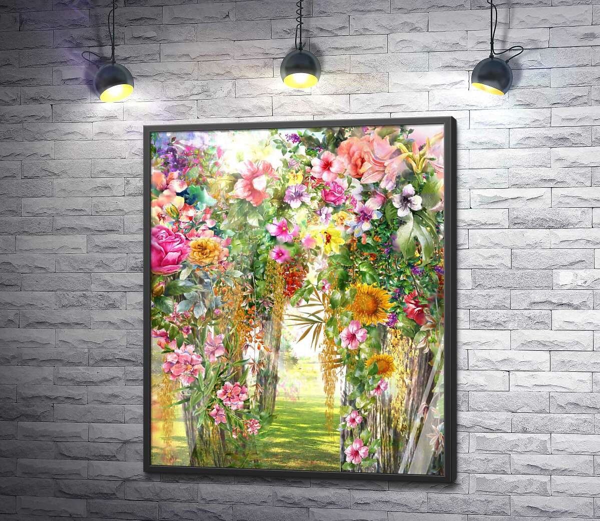 постер Різноманіття квітів у літньому саду