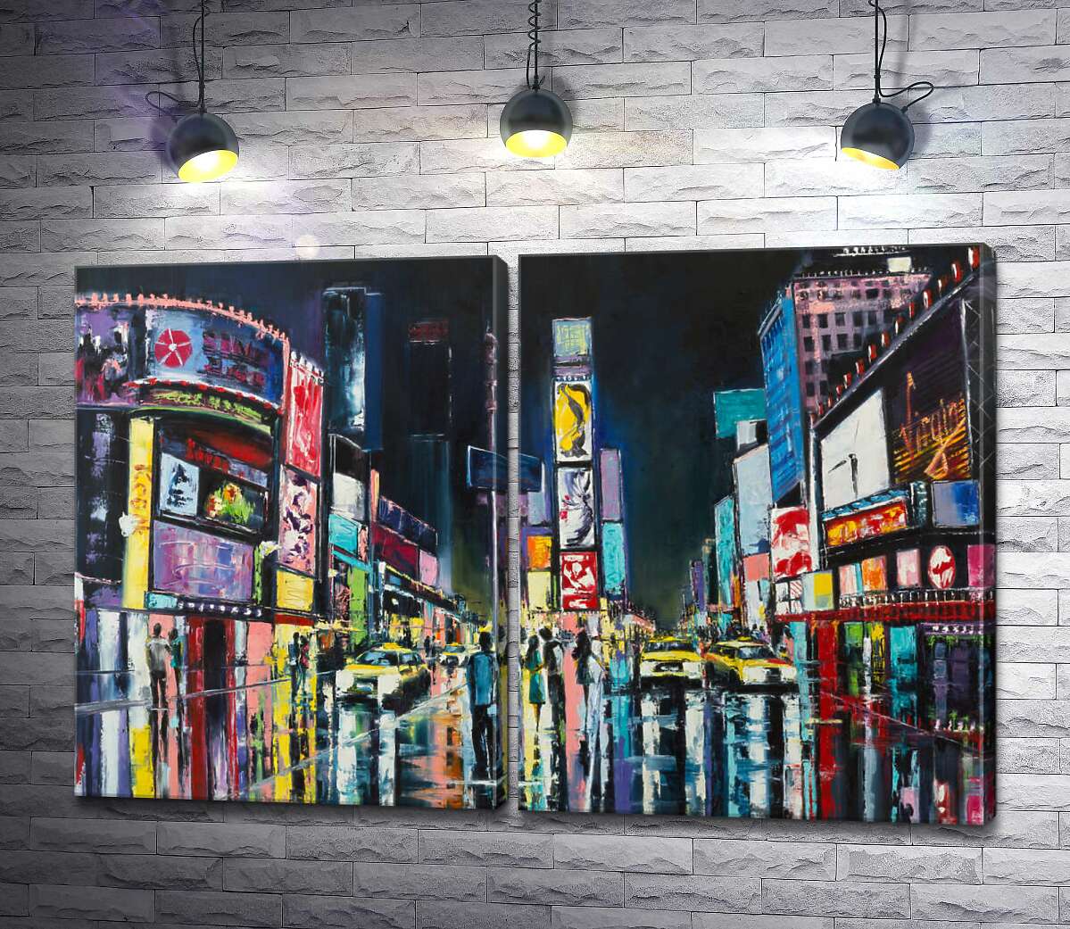 модульна картина Яскраві рекламні екрани освітлюють галасливий Таймс-Сквер (Times Square)