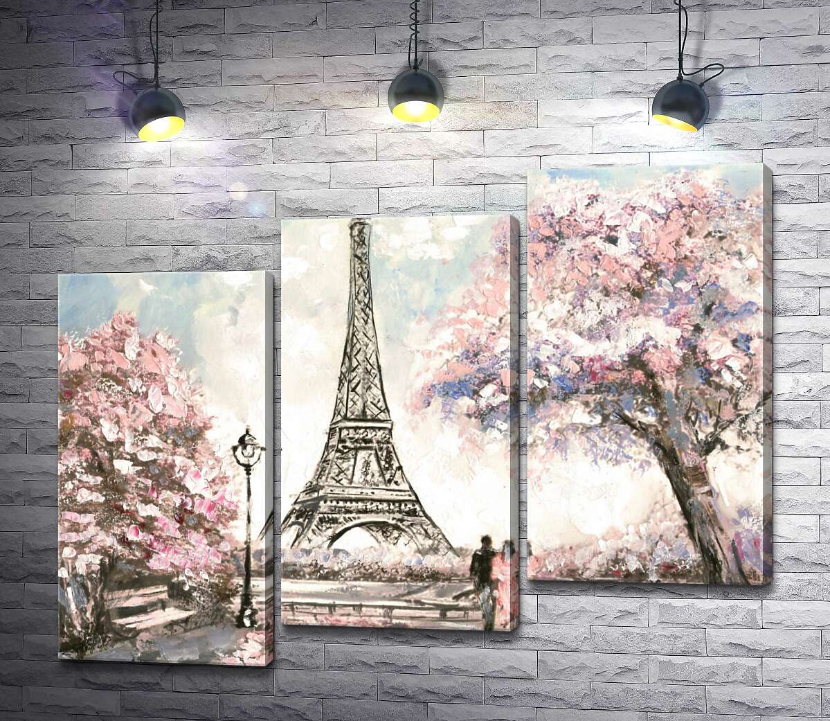 модульная картина Вид на Эйфелевую башню (Eiffel tower) с цветущей весенней набережной (Модуль №14)