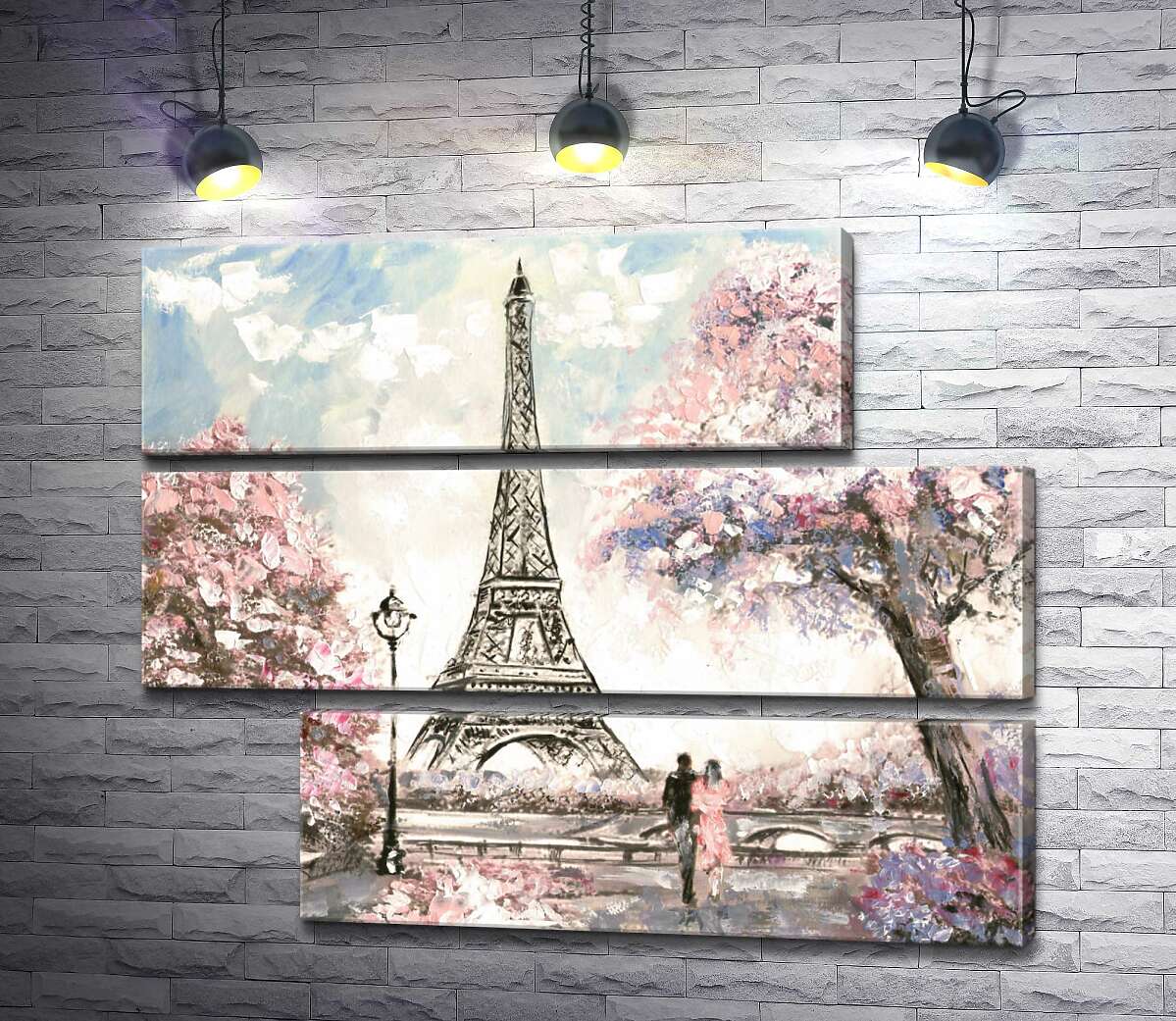 модульная картина Вид на Эйфелевую башню (Eiffel tower) с цветущей весенней набережной (Модуль №16)