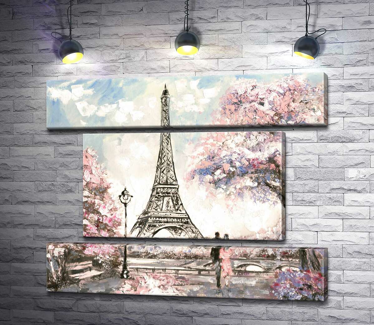 модульна картина Вид на Ейфелева вежу (Eiffel tower) з квітучої весняної набережної (Модуль №18)