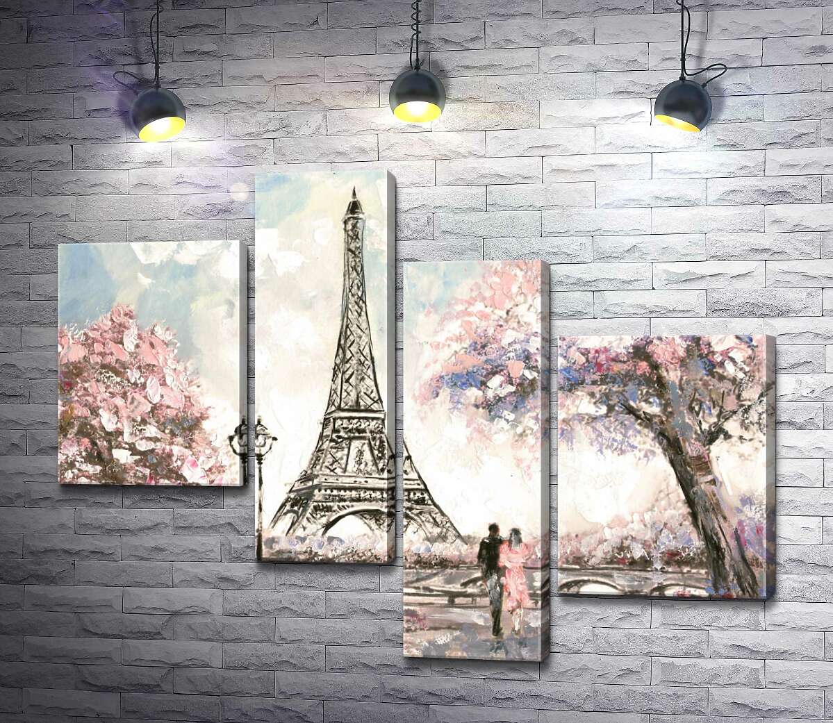 модульна картина Вид на Ейфелева вежу (Eiffel tower) з квітучої весняної набережної (Модуль №21)