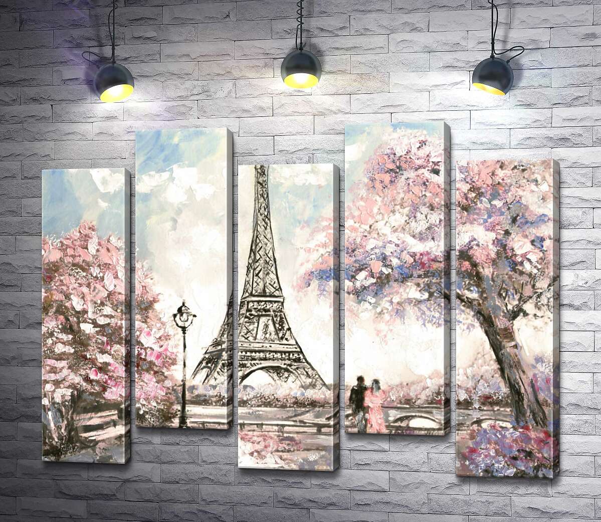 модульна картина Вид на Ейфелева вежу (Eiffel tower) з квітучої весняної набережної (Модуль №30)