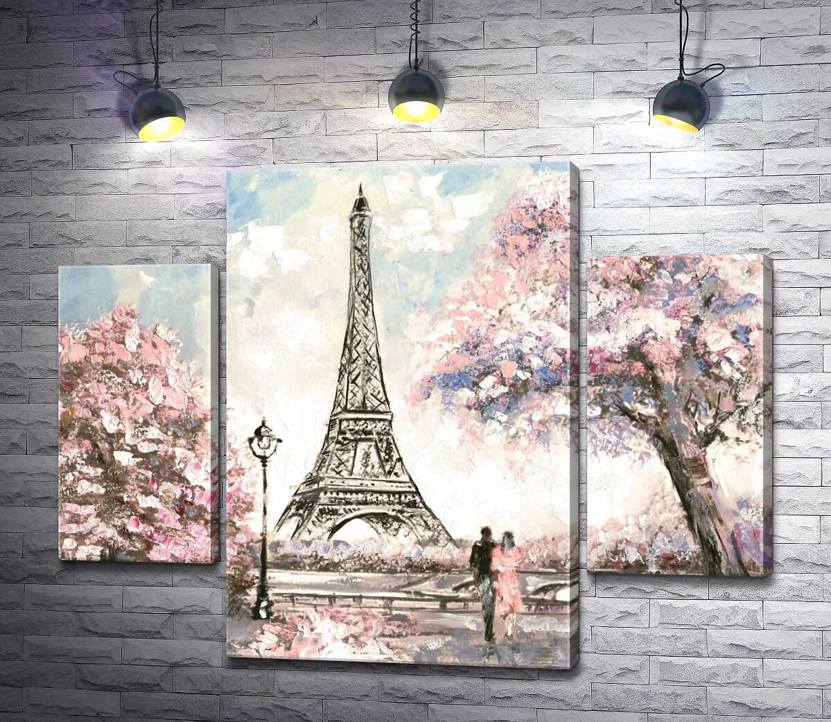 модульная картина Вид на Эйфелевую башню (Eiffel tower) с цветущей весенней набережной (Модуль №5)